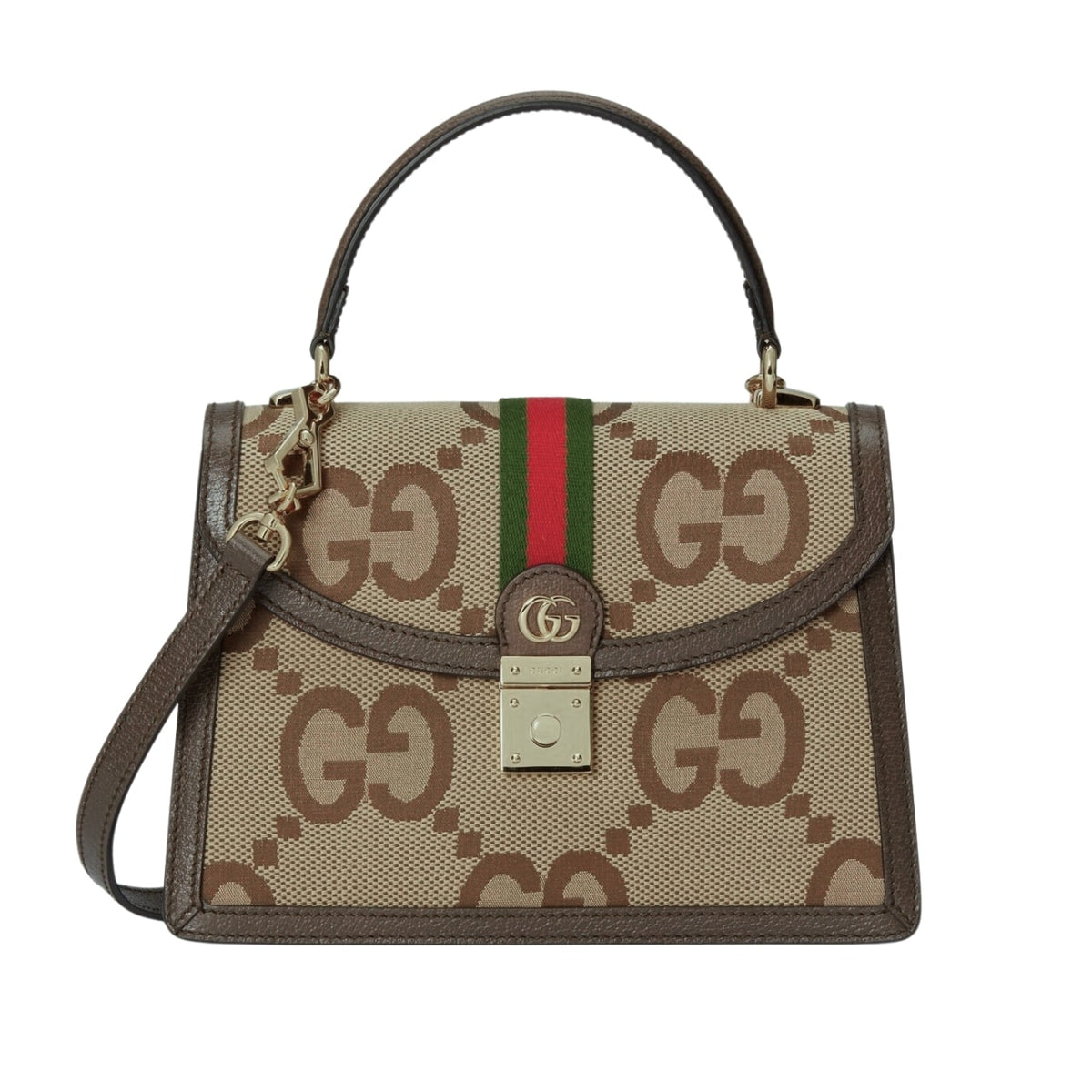 Ophidia Small Jumbo GG Canvas Top Handle Bag Camel Ebony 25Cm 651055 UKMDG 2570 OPHIDIA Bag