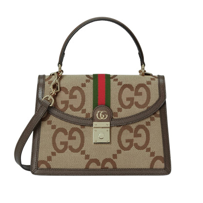 Ophidia Small Jumbo GG Canvas Top Handle Bag Camel Ebony 25Cm 651055 UKMDG 2570 OPHIDIA Bag