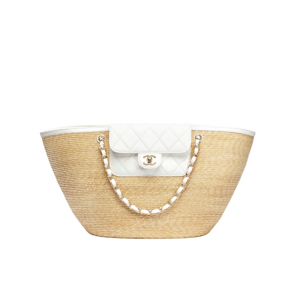 Shopping Bag Small Braided Straw Tote Bag Beige White 26cm 22 New Collection Bag Shopping Bag