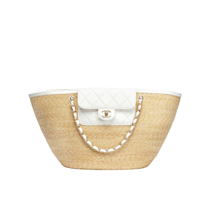 Shopping Bag Small Braided Straw Tote Bag Beige White 26cm 22 New Collection Bag Shopping Bag