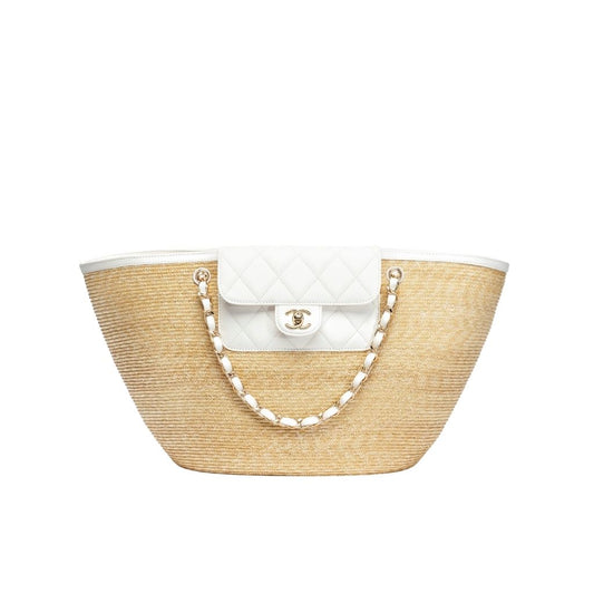 Shopping Bag Small Braided Straw Tote Bag Beige White 26cm 22 New Collection Bag Shopping Bag