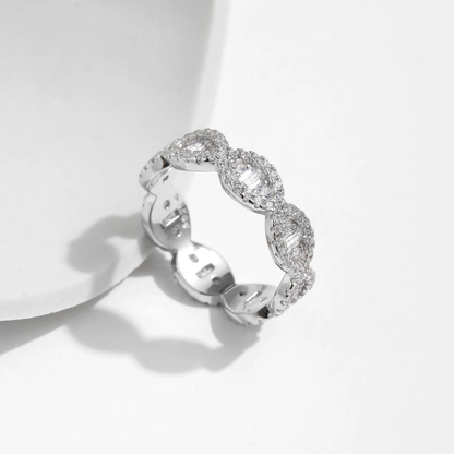 Sparkling Geometric CZ Eternity Band – 925 Sterling Silver