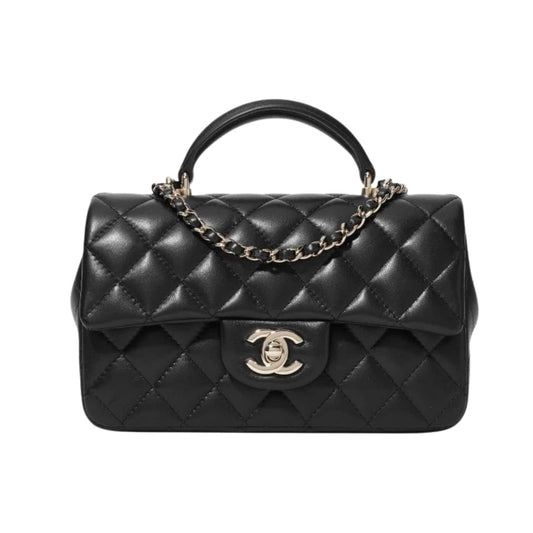 Classic Mini Smooth Leather Handle Bags Black 20cm Classic Bag