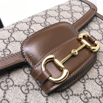 Horsebit 1955 Medium GG Supreme Canvas Shoulder Bag Brown 25cm 602204 92TCG 8563 Horsebit 1955 Bag
