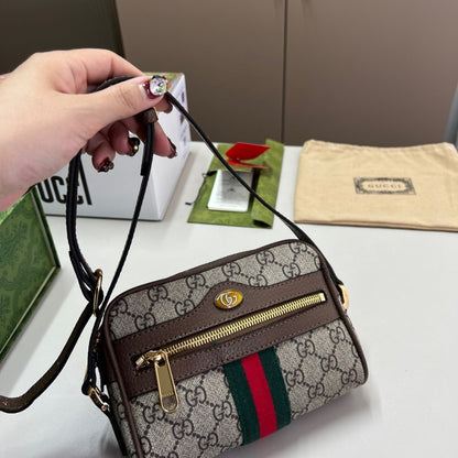Ophidia Mini GG Supreme Canvas Shoulder Bag Beige And Ebony 17Cm 517350 96IWS 8745 OPHIDIA Bag