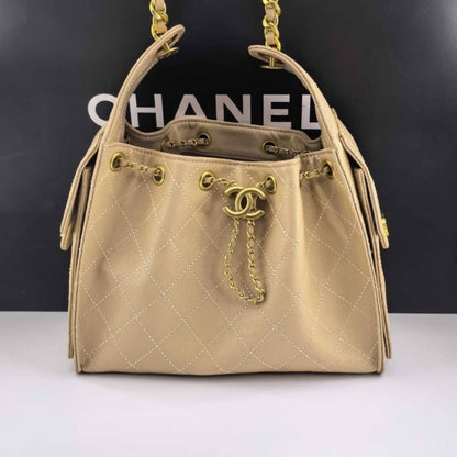25 Small Grained Leather Handbags Beige 26cm 25 New Collection Bag