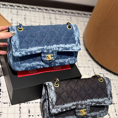 Classic Medium Denim Flap Bag Blue 25cm 22 New Collection Bag Flap Bag