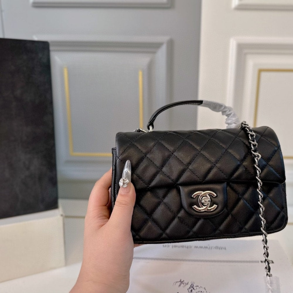 Classic Mini Smooth Leather Handle Bags Black 20cm Classic Bag