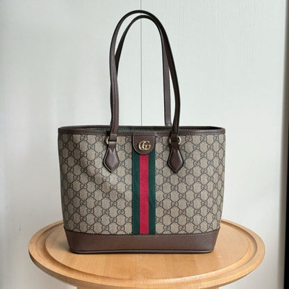 Ophidia Medium GG Monogram Canvas Tote Bag Beige And Brown 31Cm ‎836849 FAE0J 9867 OPHIDIA Bag