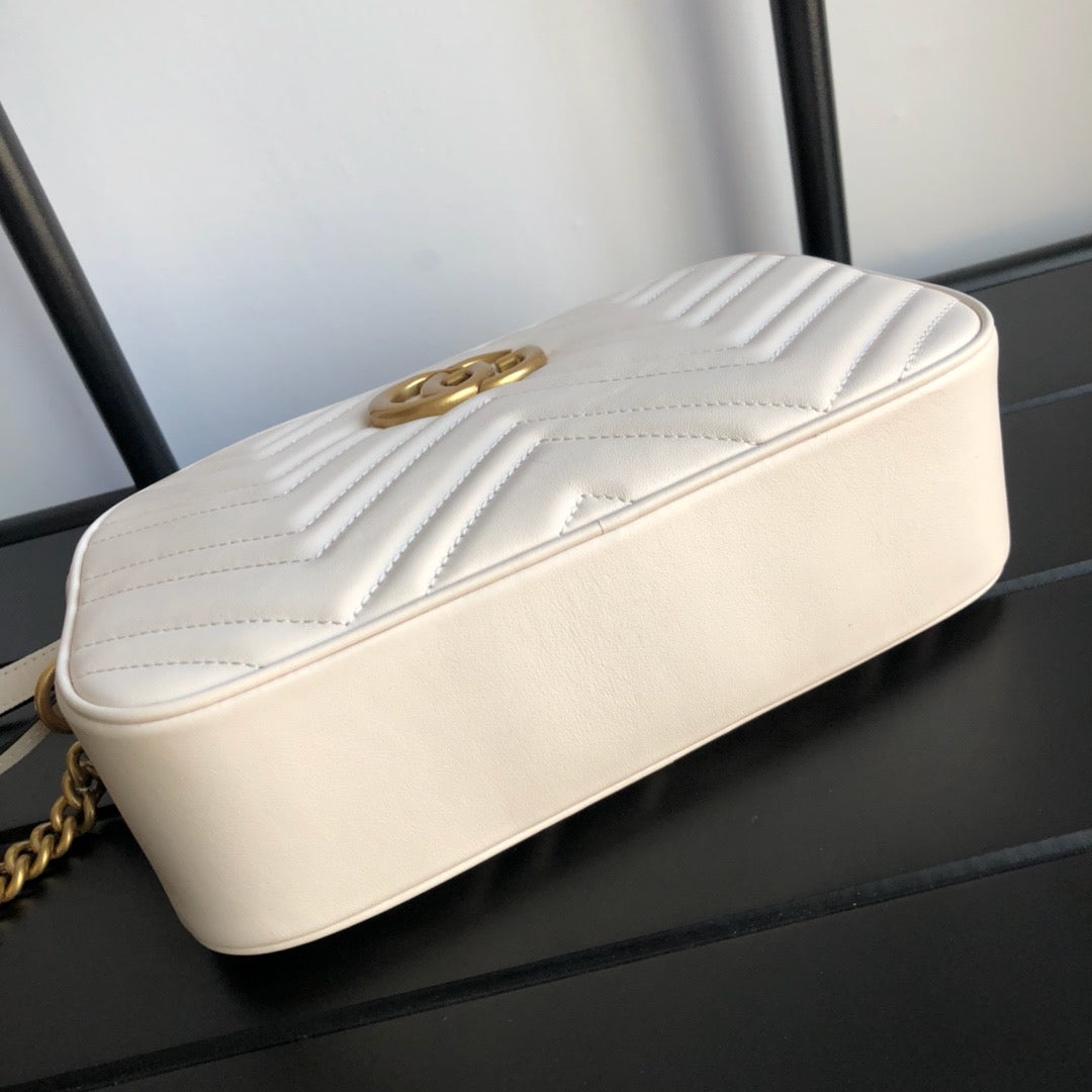 GG Marmont Small Matelasse Leather Shoulder Bag White 24cm 447632 DTD1T 9022 MARMONT Bag