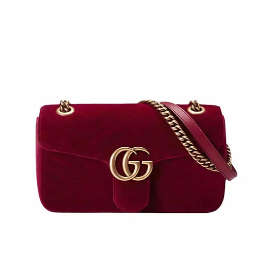 GG Marmont Velvet Leather Shoulder Bag Red 20Cm 443497K4D2T 6433 MARMONT Bag