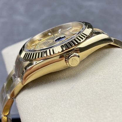 [Super Clone] Regency Dual Time 42 mm Timeless Fluted Bezel Champagne colour Dial 336938 3654