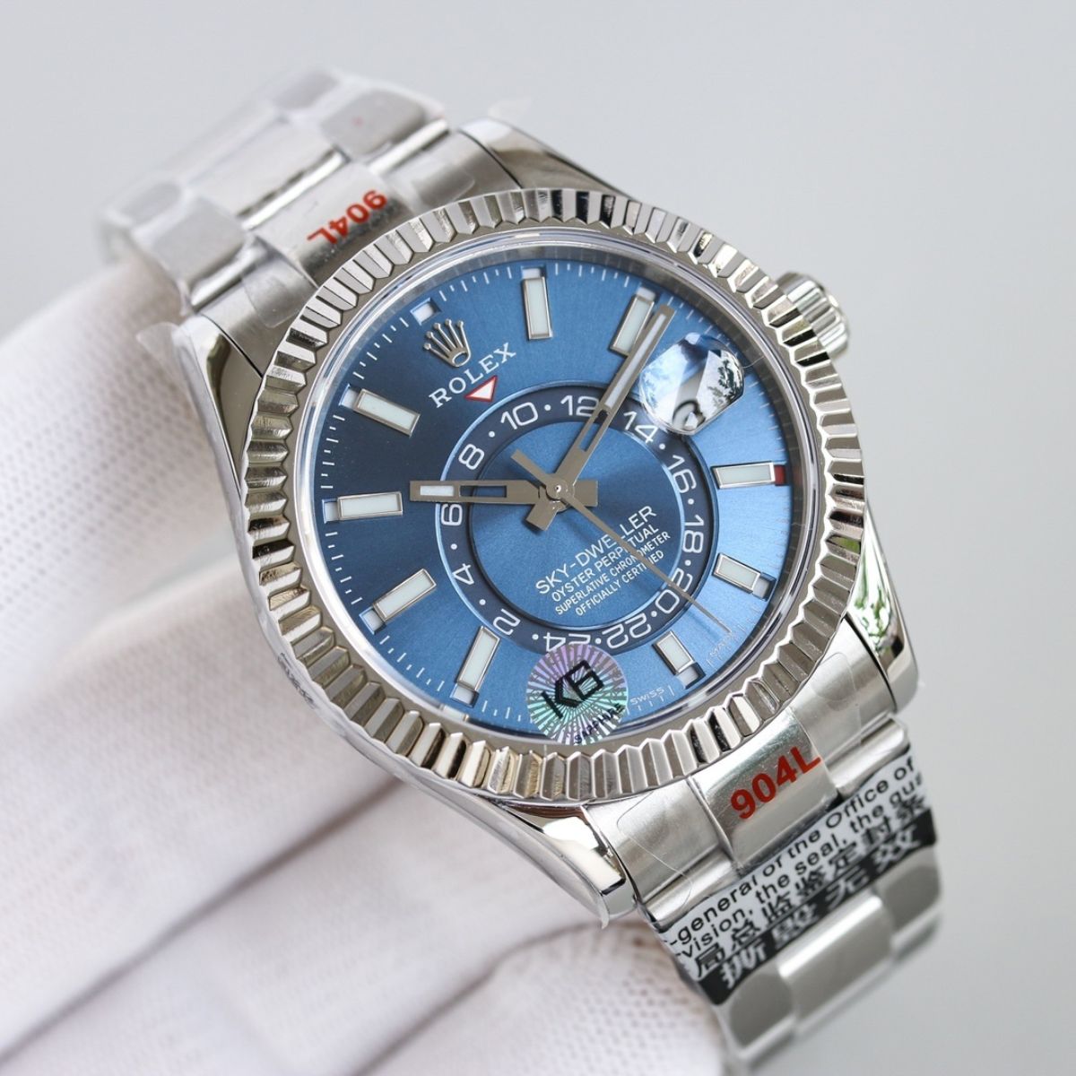 [Super Clone] Regency Dual Time 42 mm Timeless Fluted Bezel Bright blue Dial 336934 9957