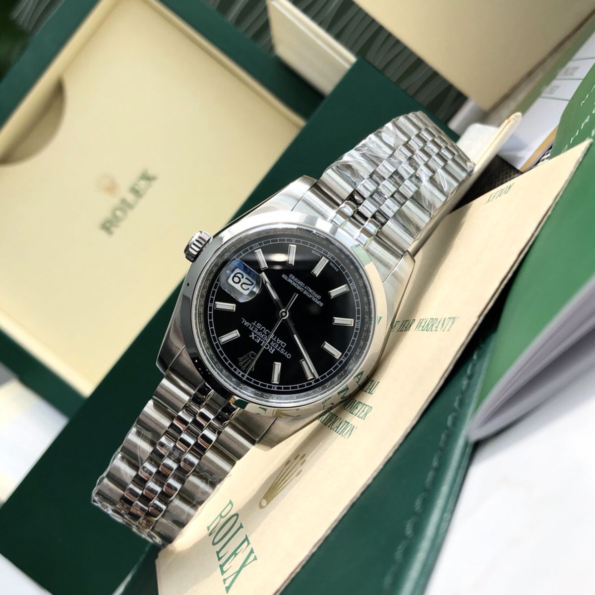 [Super Clone] Regency Classic Date 36 mm Five-Link Domed Bezel Bright black Dial 3570