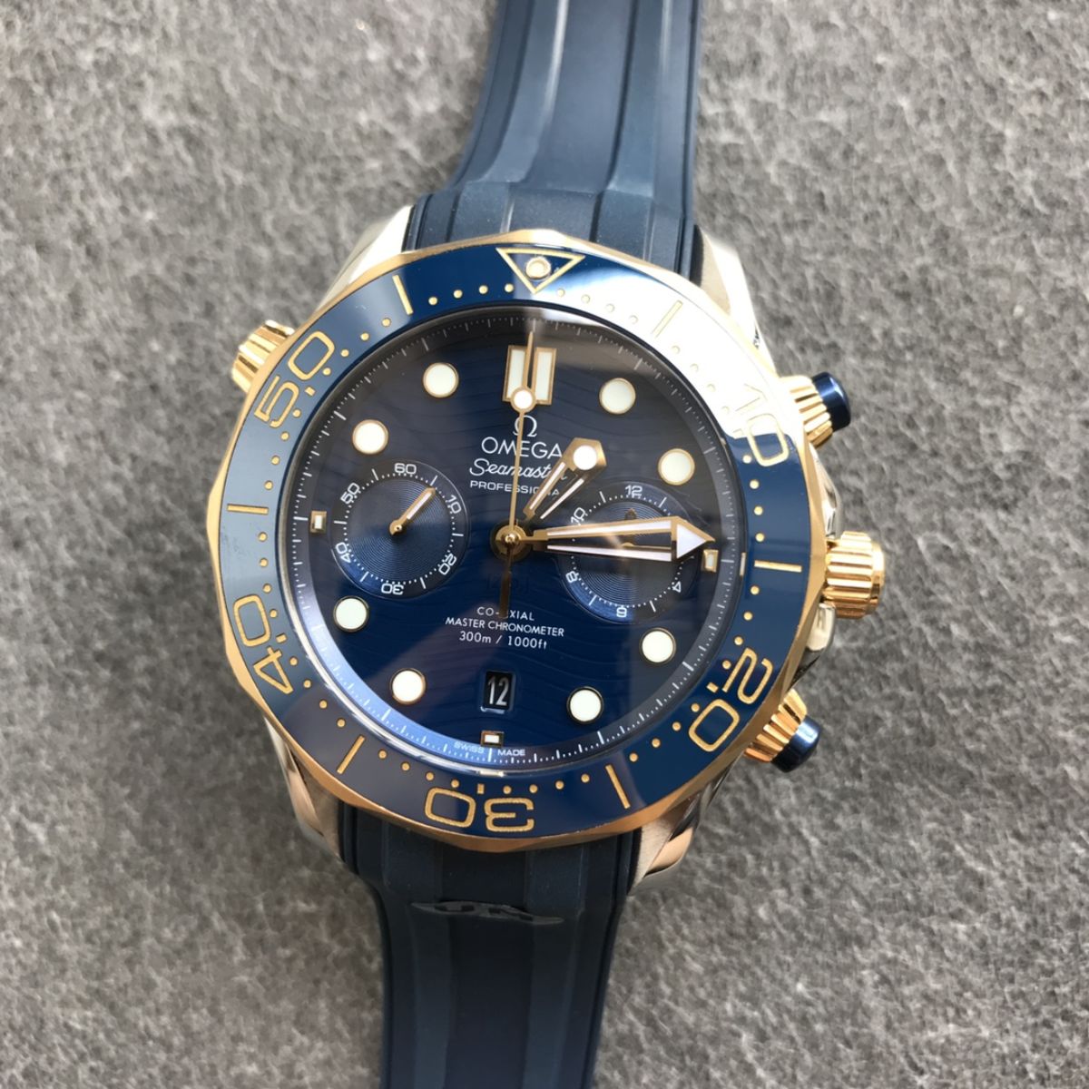 Celestial Seafarer Diver 300M Chronograph 44mm Steel Yellow Gold On Rubber Strap Blue Dial 3695