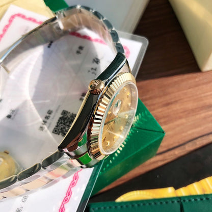 [Super Clone] Regency Classic Date 41 mm Timeless Fluted Bezel Champagne colour set with diamonds Dial 126333 9134
