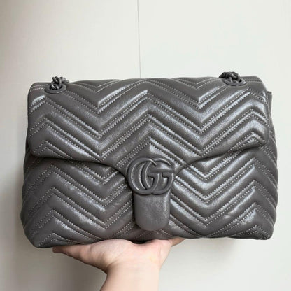 Marmont Medium Matelasse Leather Shoulder Bag Gray 31Cm MARMONT Bag