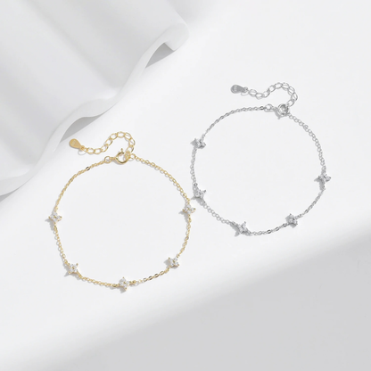 Dainty Mini Flower CZ Bracelet – 925 Sterling Silver