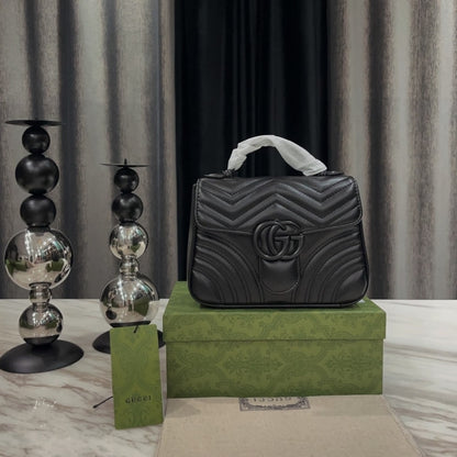 GG Marmont Mini Matelasse Leather Top Handle Bag Black 21Cm 702563 Dtdfv 1000 MARMONT Bag