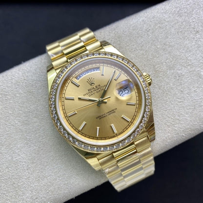 Regency Weekday 40 mm Weekday Brilliant diamond set Bezel Champagne colour Dial 228348RBR 8306