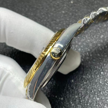 [Super Clone] Regency Classic Date 41 mm Five-Link Fluted Bezel Champagne colour set with diamonds Dial 126333 7368