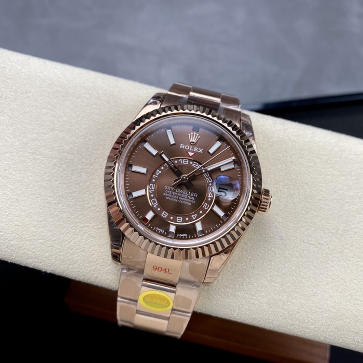 [Super Clone] Regency Dual Time 42 mm Timeless Fluted Bezel Chocolate Dial 336935 3292