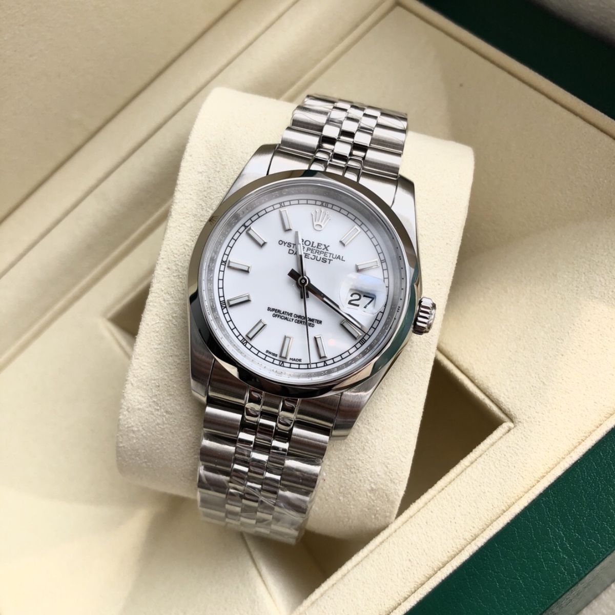 [Super Clone] Regency Classic Date 36 mm Five-Link Domed Bezel White Dial 7278