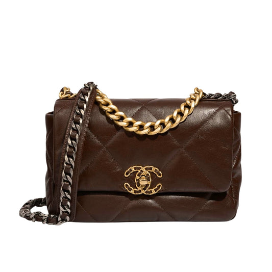 19 Mini Smooth Leather Flap Bags Brown 20cm 22 New Collection Bag Flap Bag