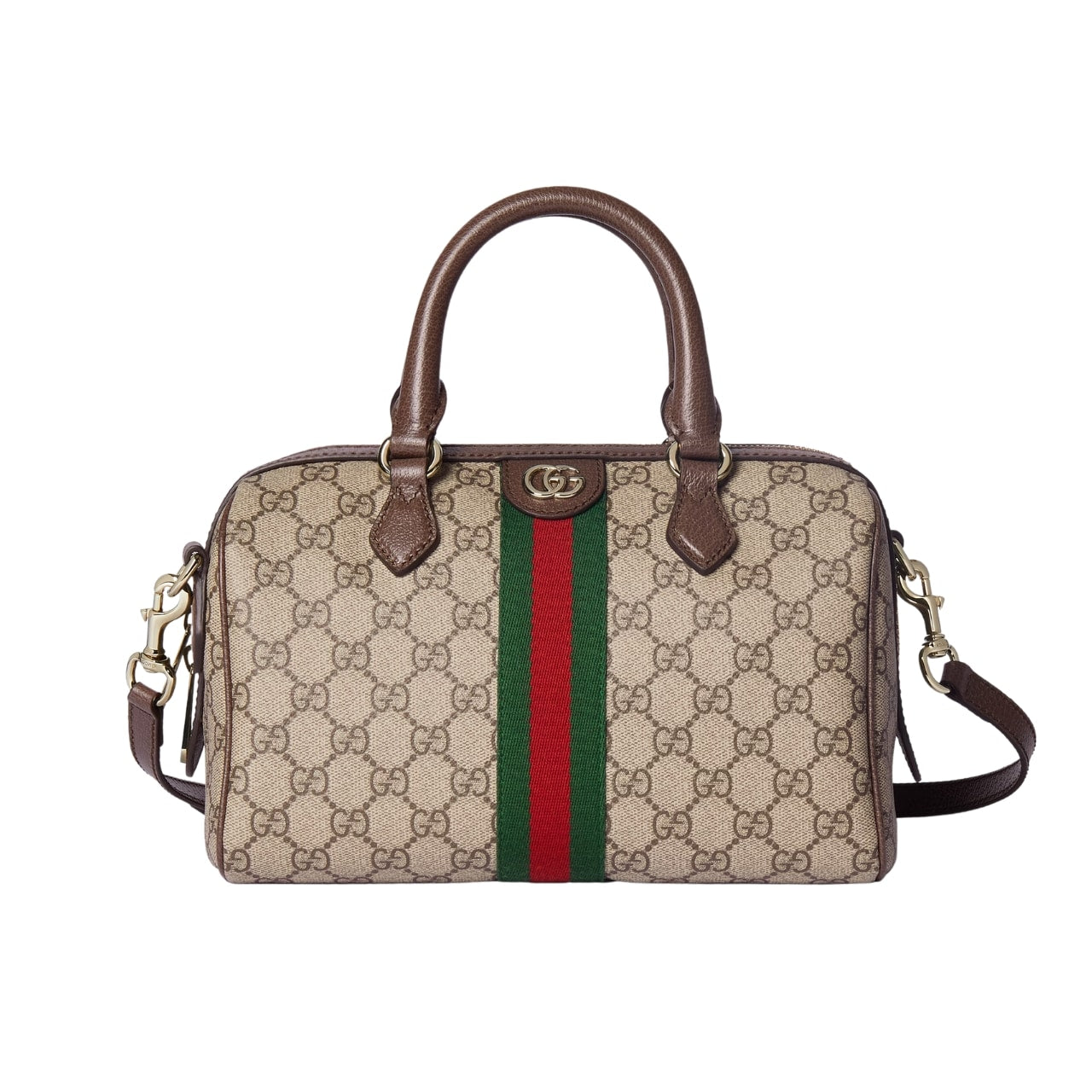 Ophidia Small GG Monogram Boston Bag Beige And Dark Brown 22Cm 772053 96IWG 8745 OPHIDIA Bag