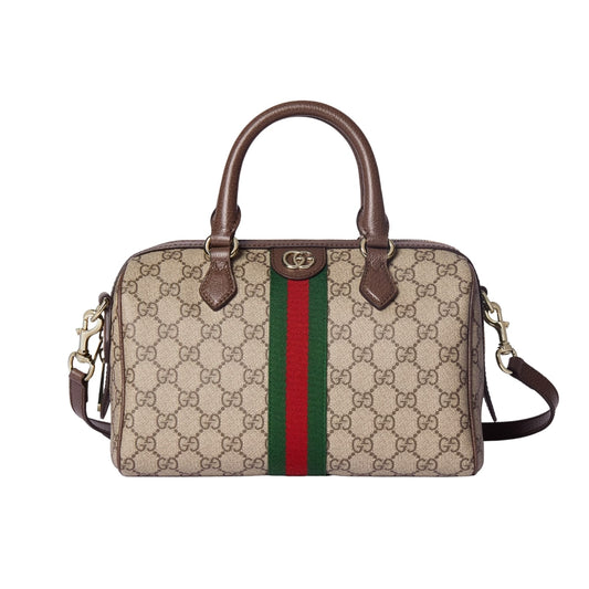 Ophidia Small GG Monogram Boston Bag Beige And Dark Brown 22Cm 772053 96IWG 8745 OPHIDIA Bag