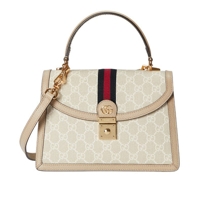 Ophidia Medium GG Supreme Canvas Top Handle Bag Beige And White 25Cm 651055 UULAG 9682 OPHIDIA Bag