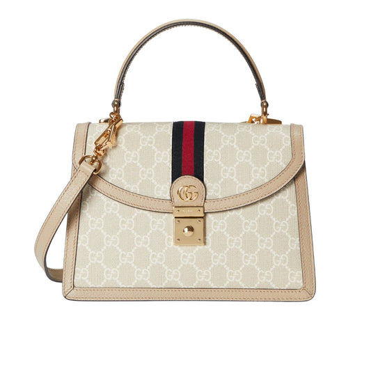 Ophidia Medium GG Supreme Canvas Top Handle Bag Beige And White 25Cm 651055 UULAG 9682 OPHIDIA Bag