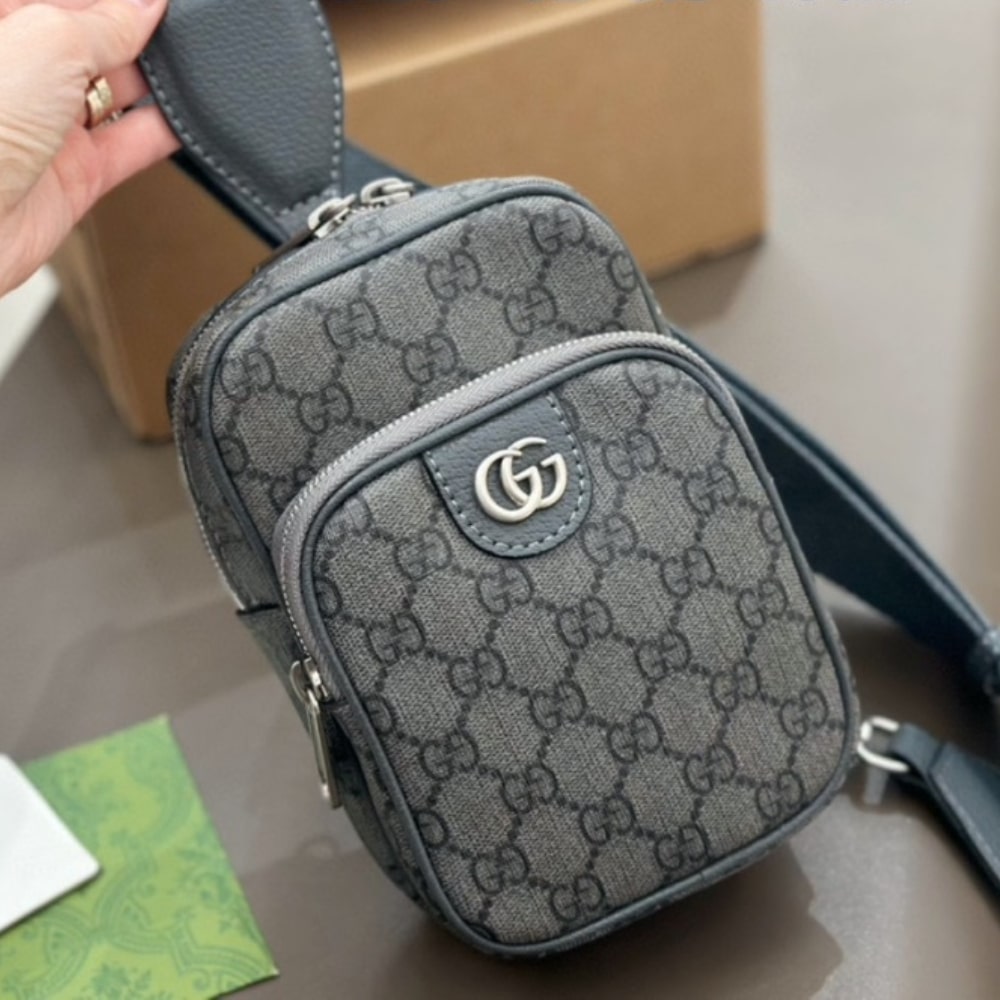Ophidia Small GG Supreme Canvas Crossbody Bag Grey 18Cm OPHIDIA Bag