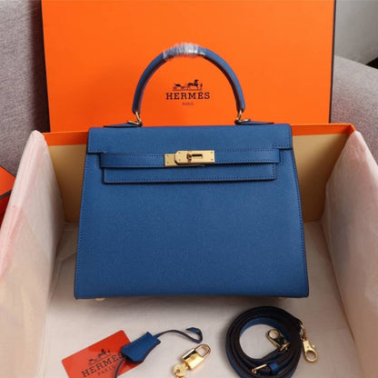 Kelly Sellier 25 Epsom Gold-tone Hardware Handbag Dark Blue 25Cm Kelly Bag