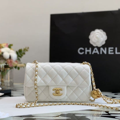 Pearl Crush Mini Smooth Leather Flap Bag White 20cm AS1787 B02916 10601 22 New Collection Bag Flap Bag