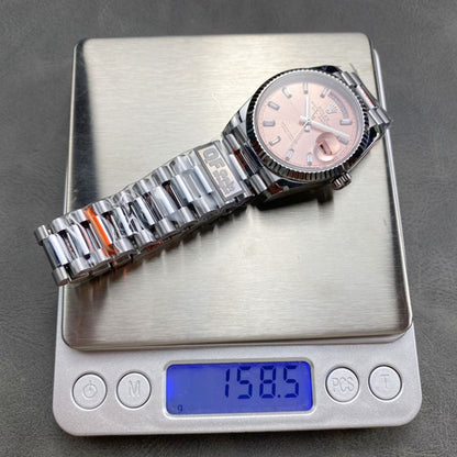Regency Weekday 36 mm Weekday Fluted Bezel Pink Dial 128239 1481