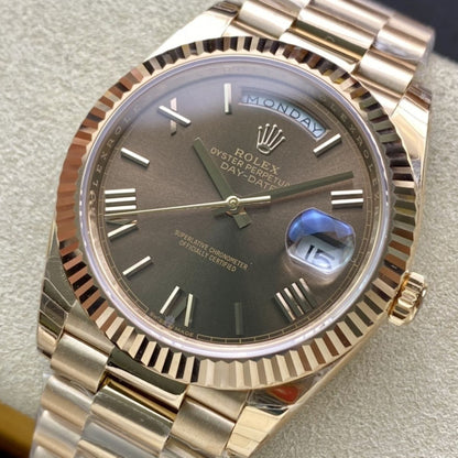 [Super Clone] Regency Weekday 40 mm Weekday Fluted Bezel Chocolate Dial 228235 6061