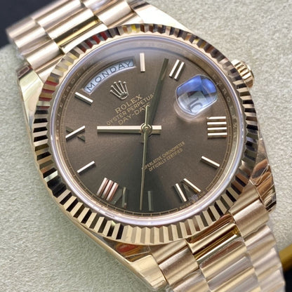Regency Weekday 40 mm Weekday Fluted Bezel Chocolate Dial 228235 5961