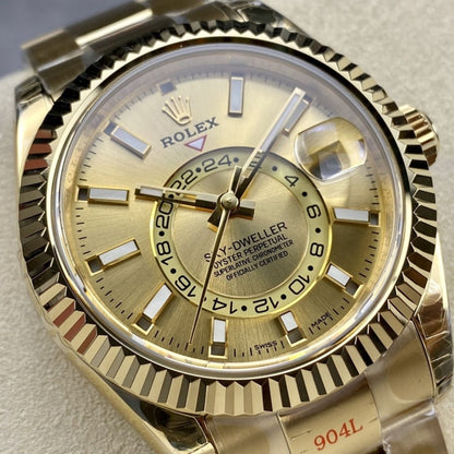 [Super Clone] Regency Dual Time 42 mm Timeless Fluted Bezel Champagne colour Dial 336938 3654