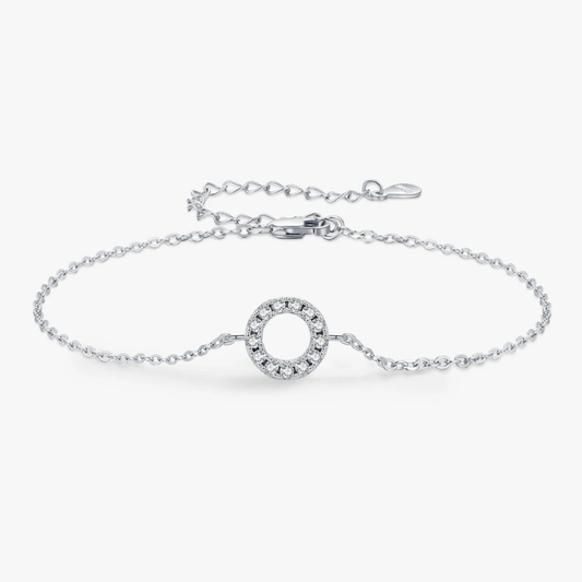 Elegant Hollow Round Moissanite Bracelet – 925 Sterling Silver