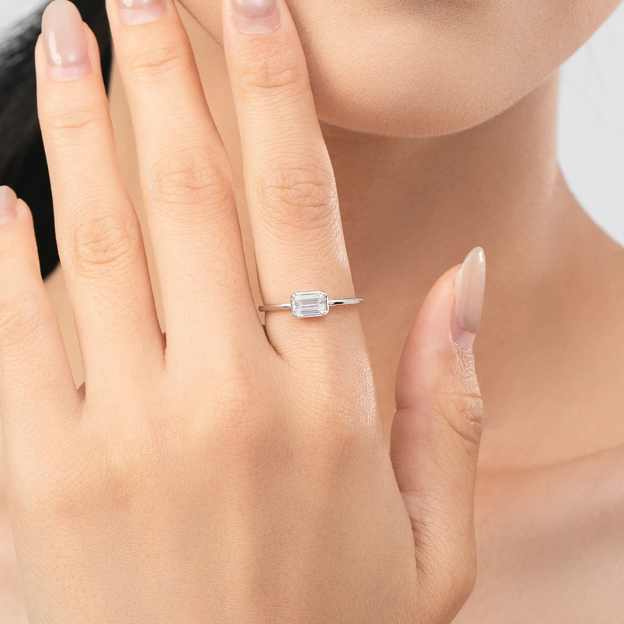 Elegant Rectangle CZ Ring – 925 Sterling Silver