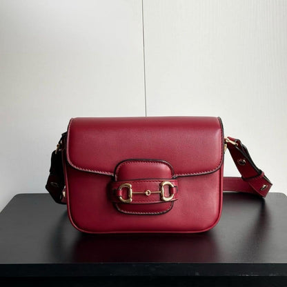 Horsebit 1955 Mini Leather Shoulder Bag Red 19Cm Horsebit 1955 Bag