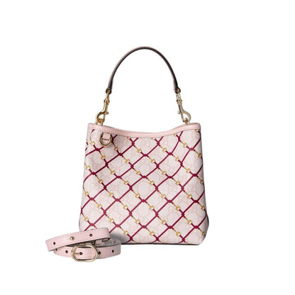 GG Emblem Small GG Monogram Canvas Bucket Bag Pink And Red 20Cm 815118 FAFF1 8649 Emblem Bag