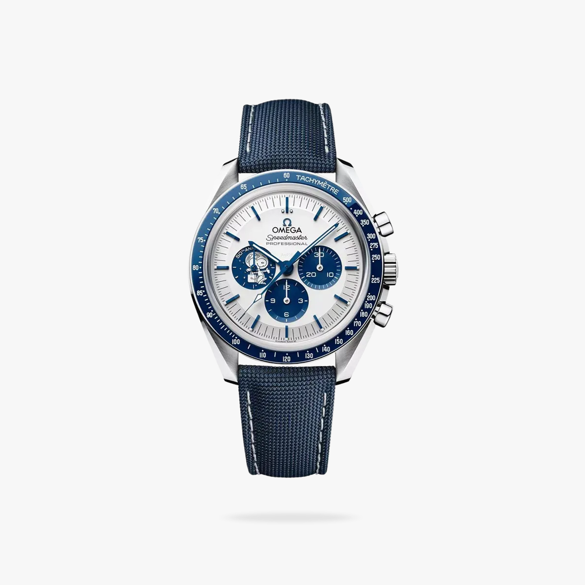 Celestial Chronograph Silver Snoopy Award 50th Anniversary 42mm Steel On Nylon Strap Silver Dial 9472