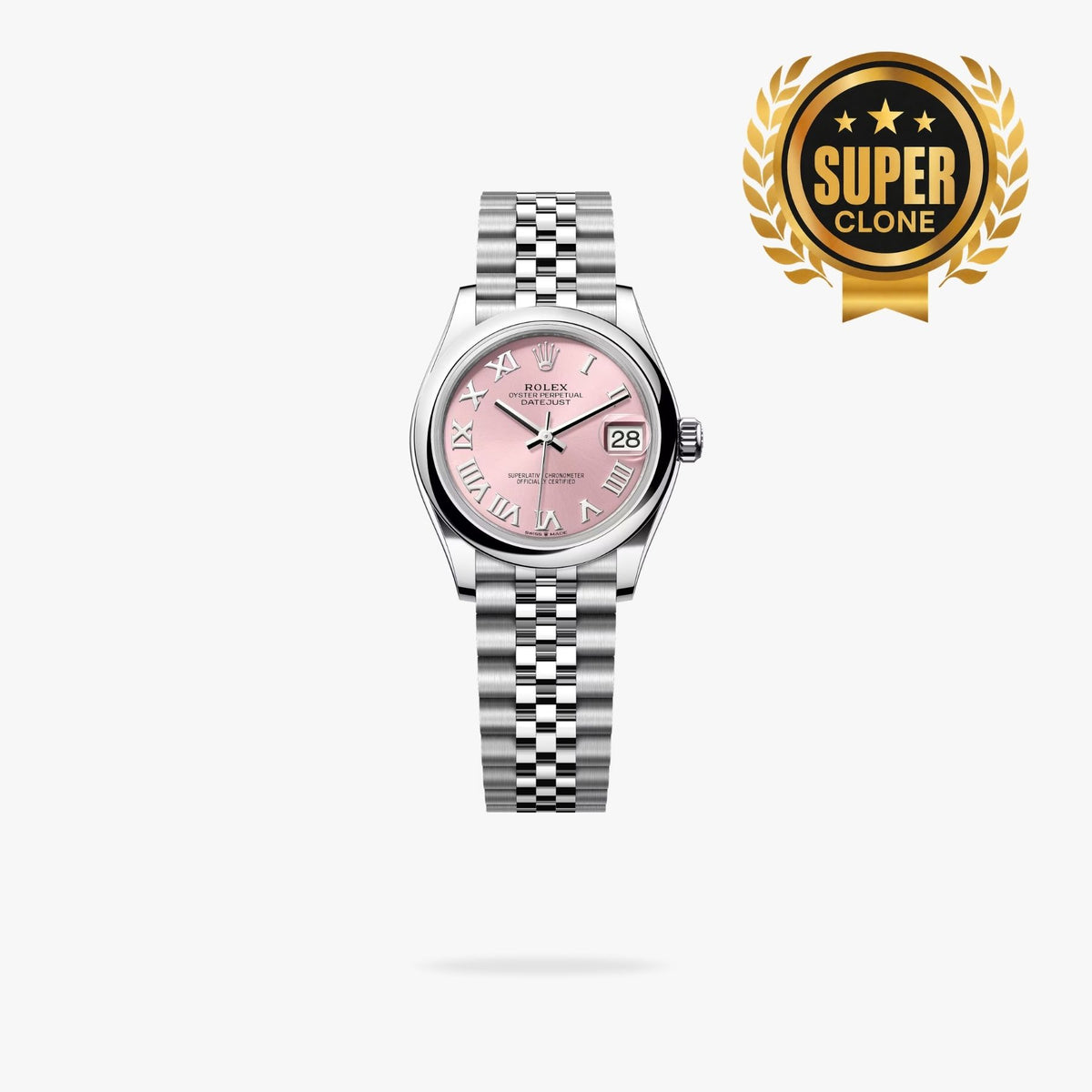 [Super Clone] Regency Classic Date 31 mm Five-Link Domed Bezel Pink Dial 278240 7284