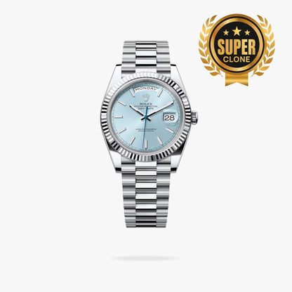 [Super Clone] Regency Weekday 40 mm Weekday Fluted Bezel Ice blue Dial 228236 6166