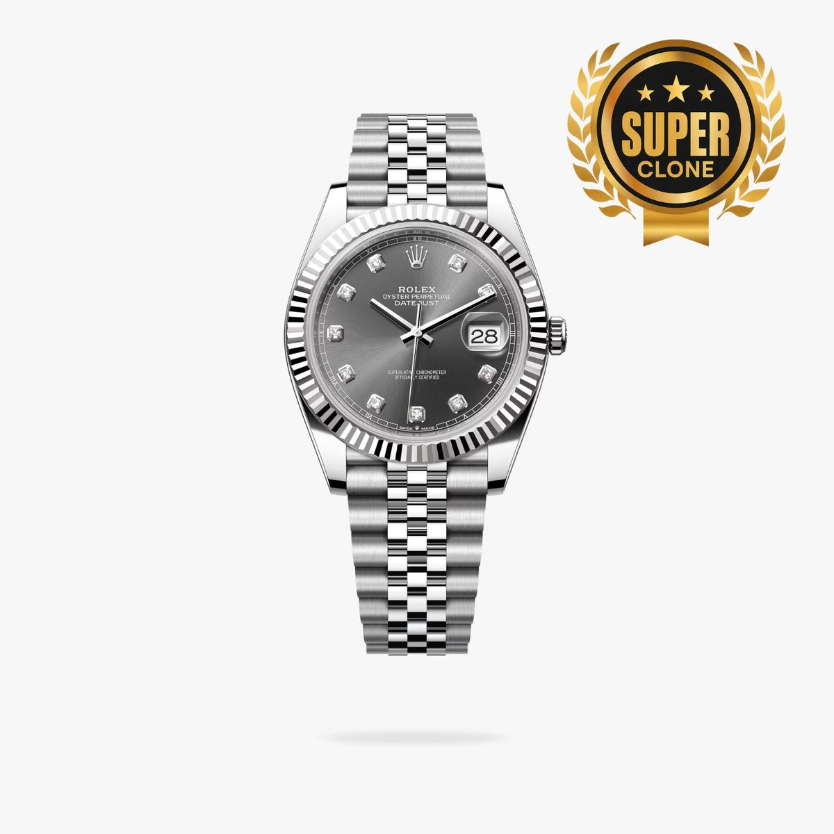 [Super Clone] Regency Classic Date 41 mm Five-Link Fluted Bezel Slate Dial 126334 7965