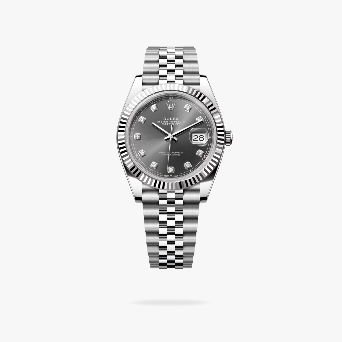 Regency Classic Date 41 mm Five-Link Fluted Bezel Slate Dial 126334 6895