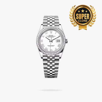 [Super Clone] Regency Classic Date 36 mm Five-Link Brilliant diamond set Bezel White Dial 126284RBR 1397