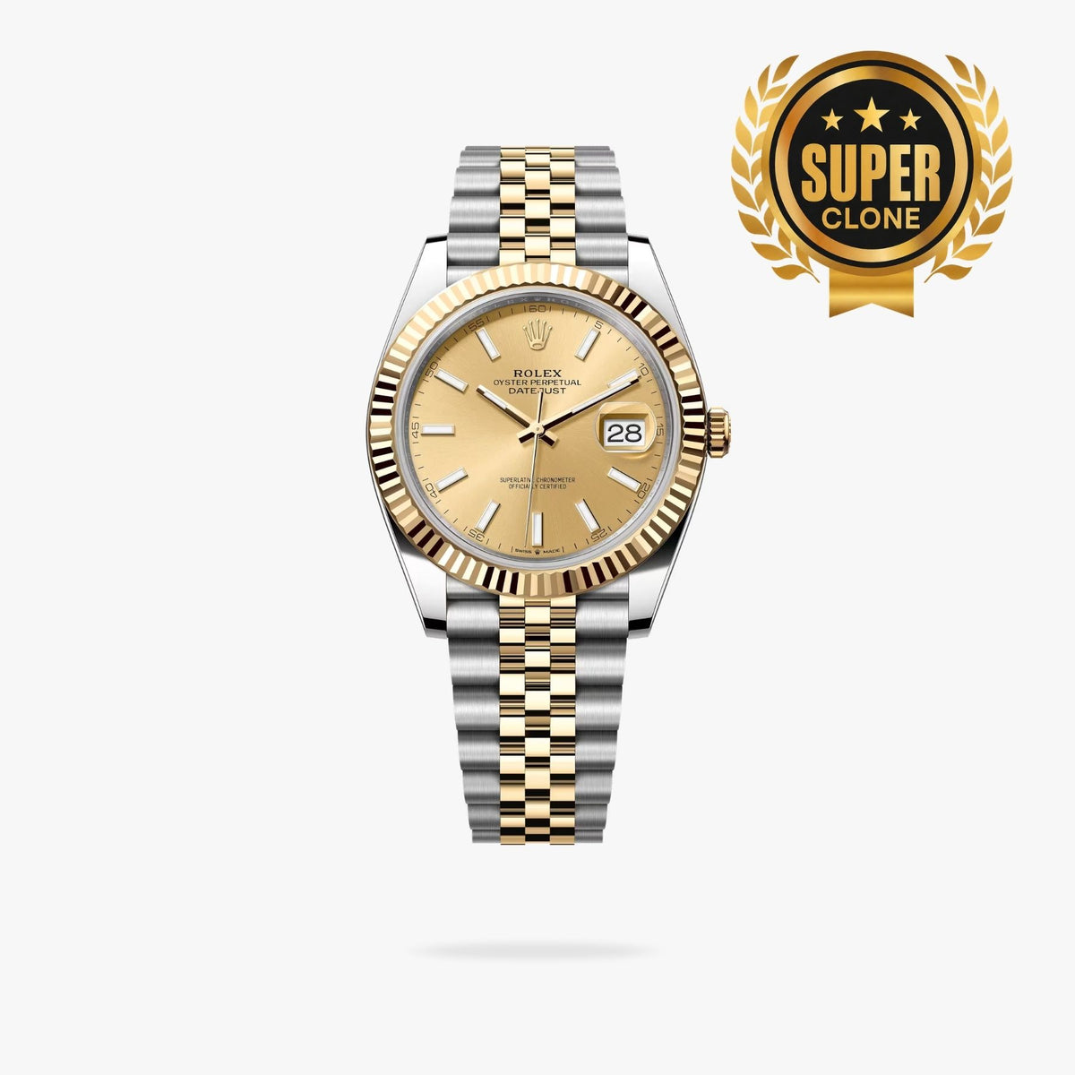 [Super Clone] Regency Classic Date 41 mm Five-Link Fluted Bezel Champagne colour Dial 126333 8945